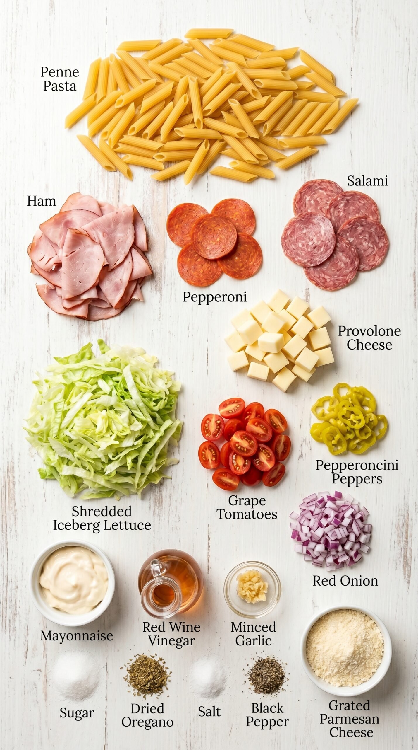 Easy Italian Grinder Pasta Salad Recipe recipe ingredients