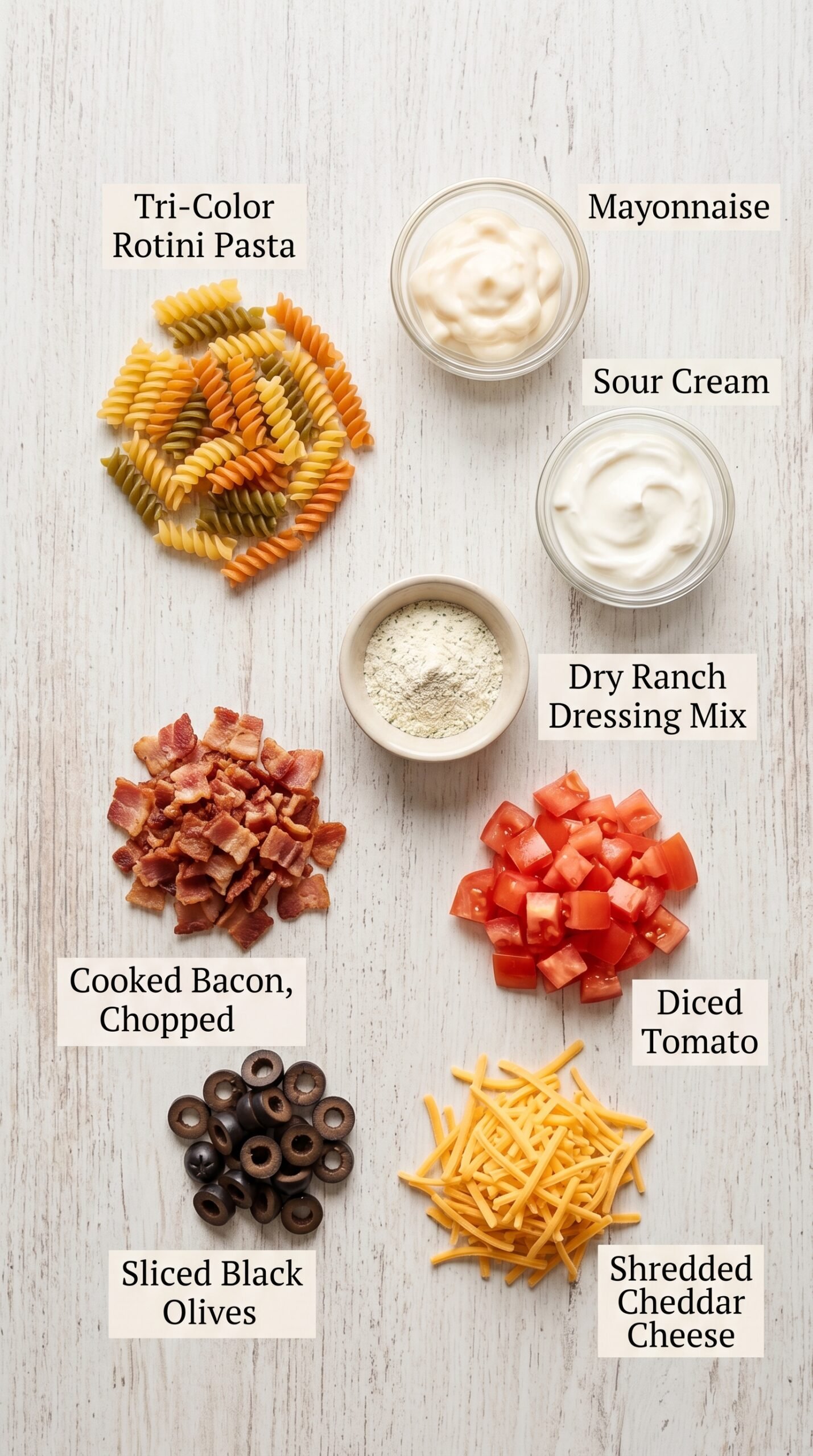 Bacon Ranch Pasta Salad – Deliciously Easy Comfort Food recipe ingredients