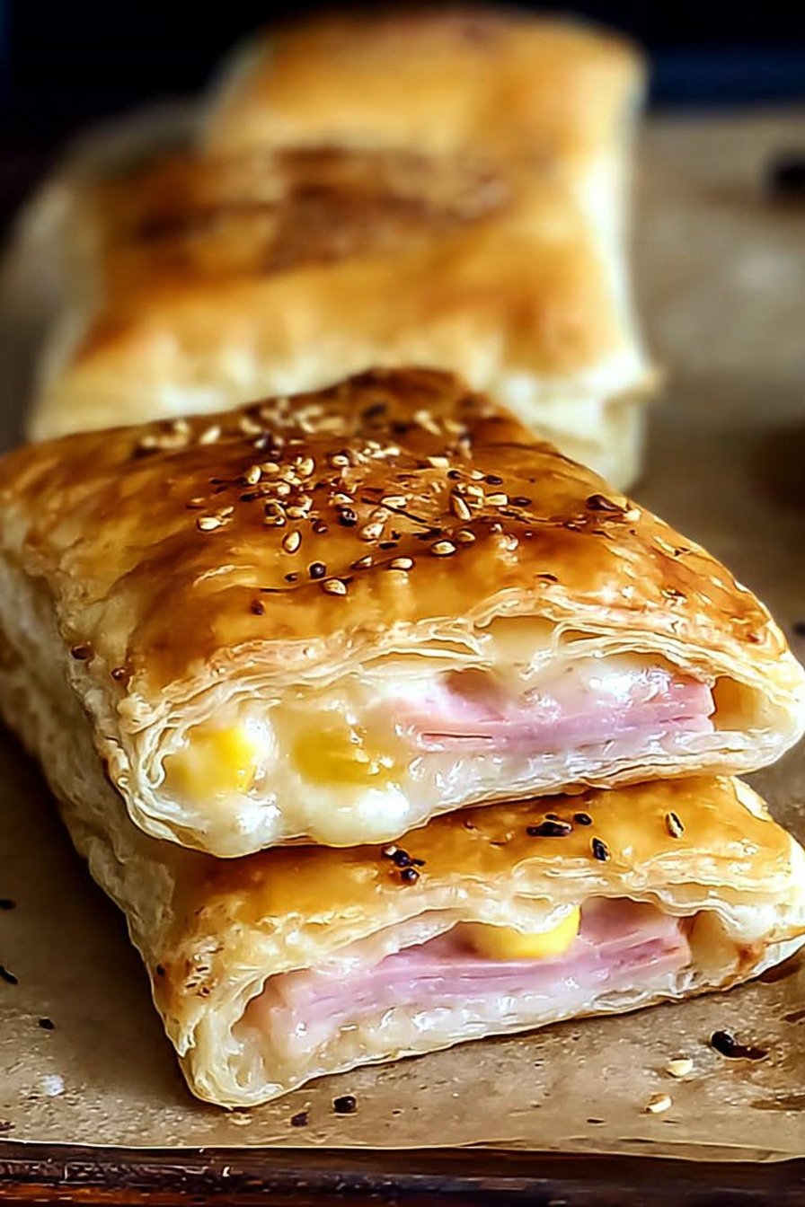Ham Cheese Puff Pastry with Golden Flaky Layers final result