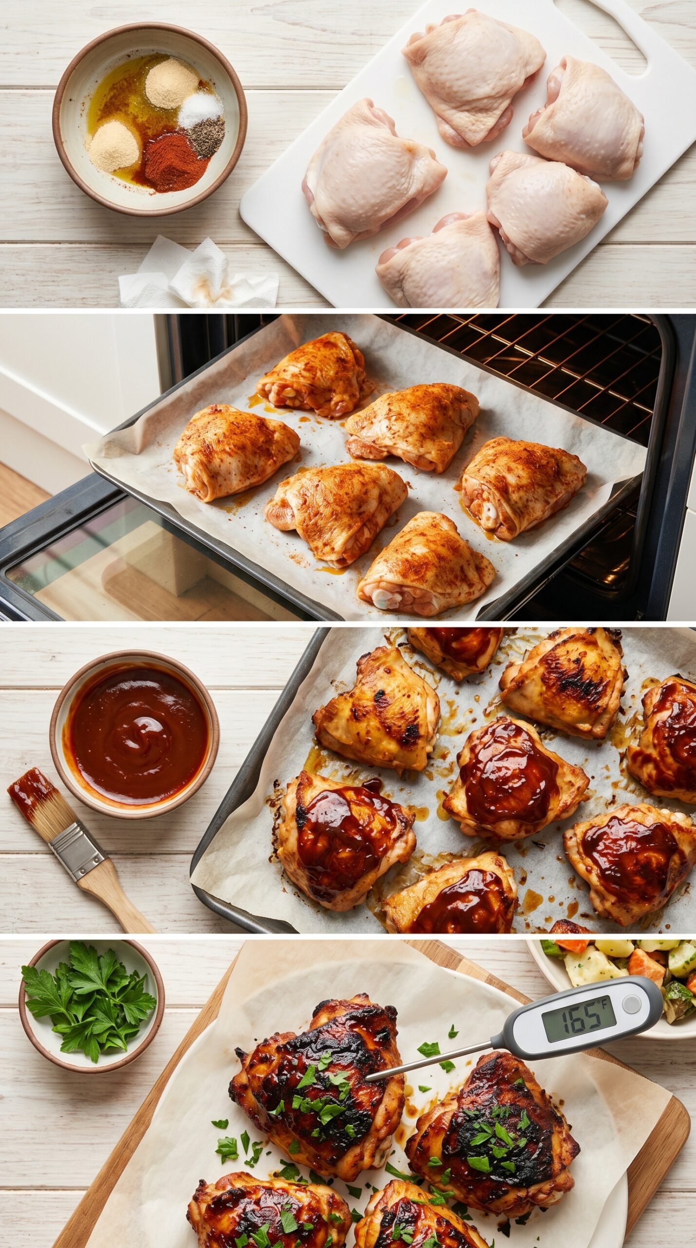 Crispy Baked BBQ Chicken Thighs in the Oven recipe instructions