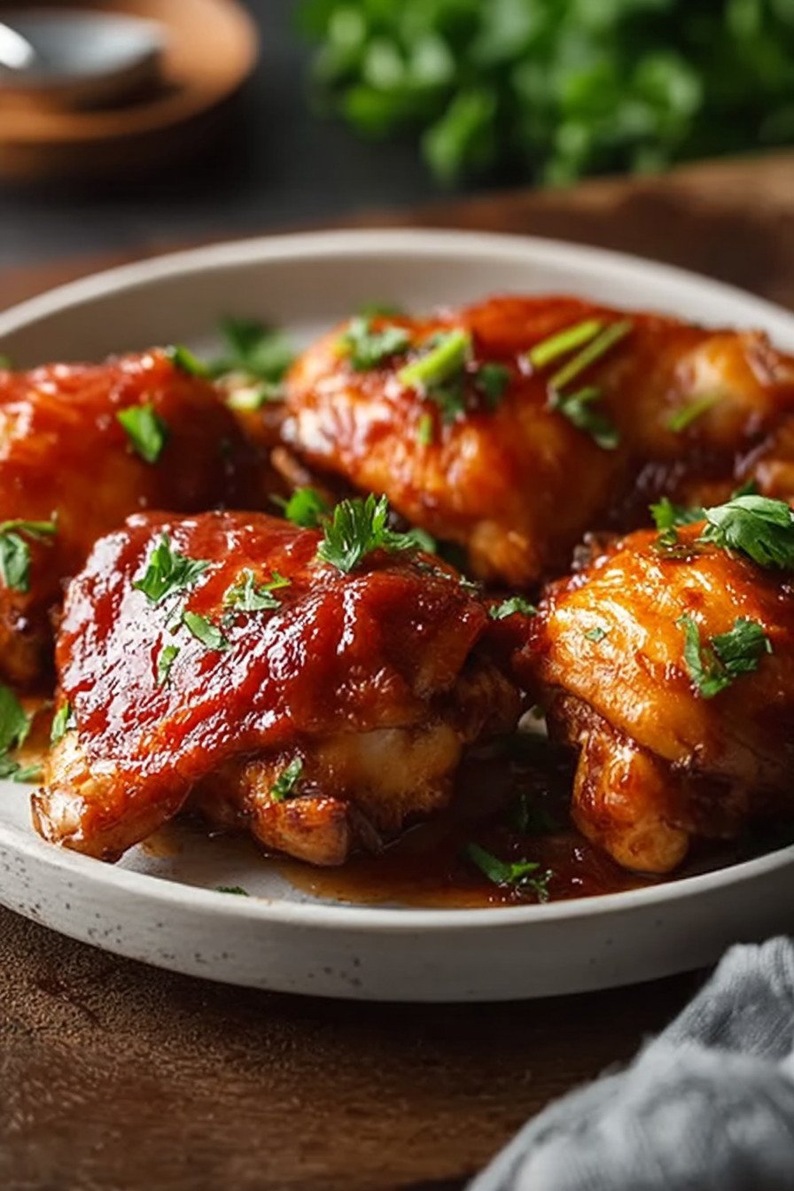 Crispy Baked BBQ Chicken Thighs in the Oven final result