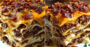 Parmesan Garlic Bacon Cheeseburger Lasagna recipe photo