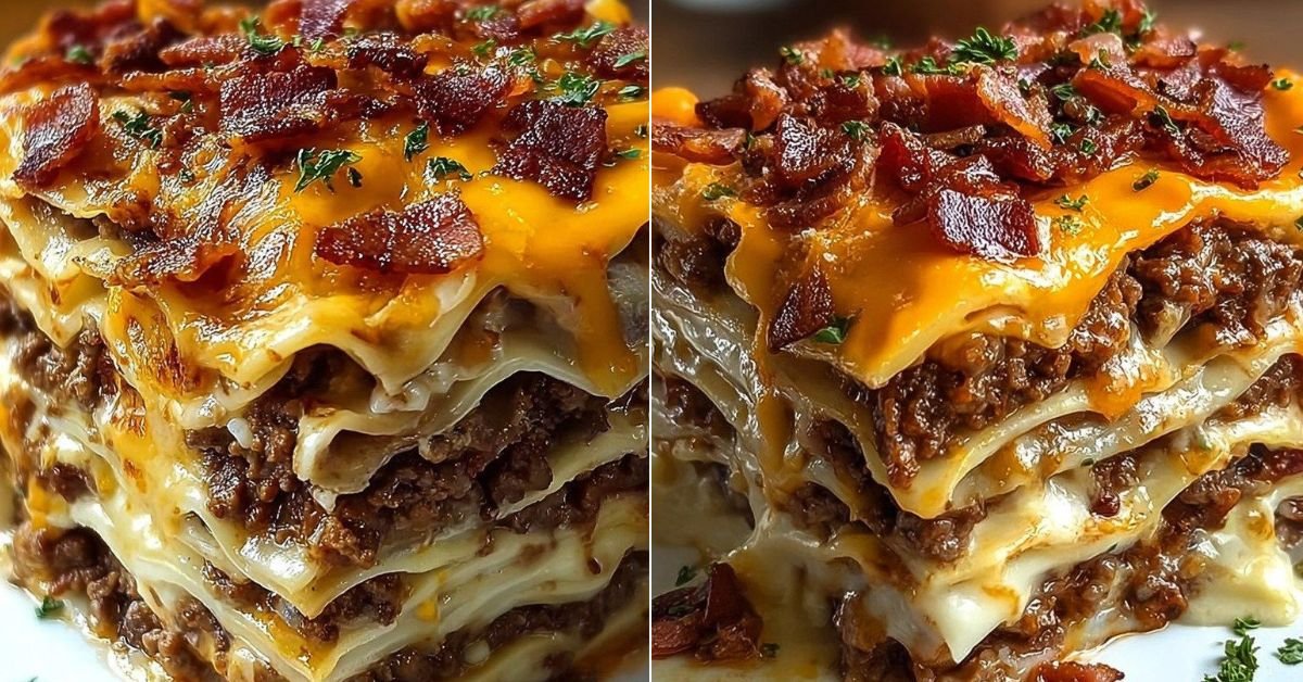 Parmesan Garlic Bacon Cheeseburger Lasagna recipe photo