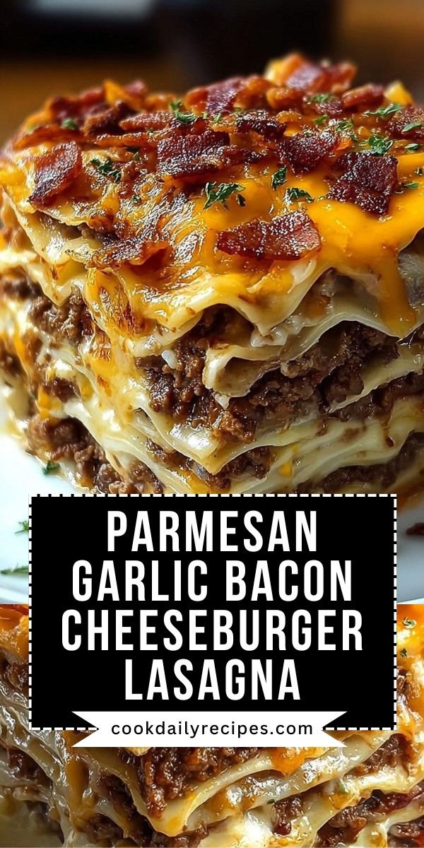 Parmesan Garlic Bacon Cheeseburger Lasagna save this recipe