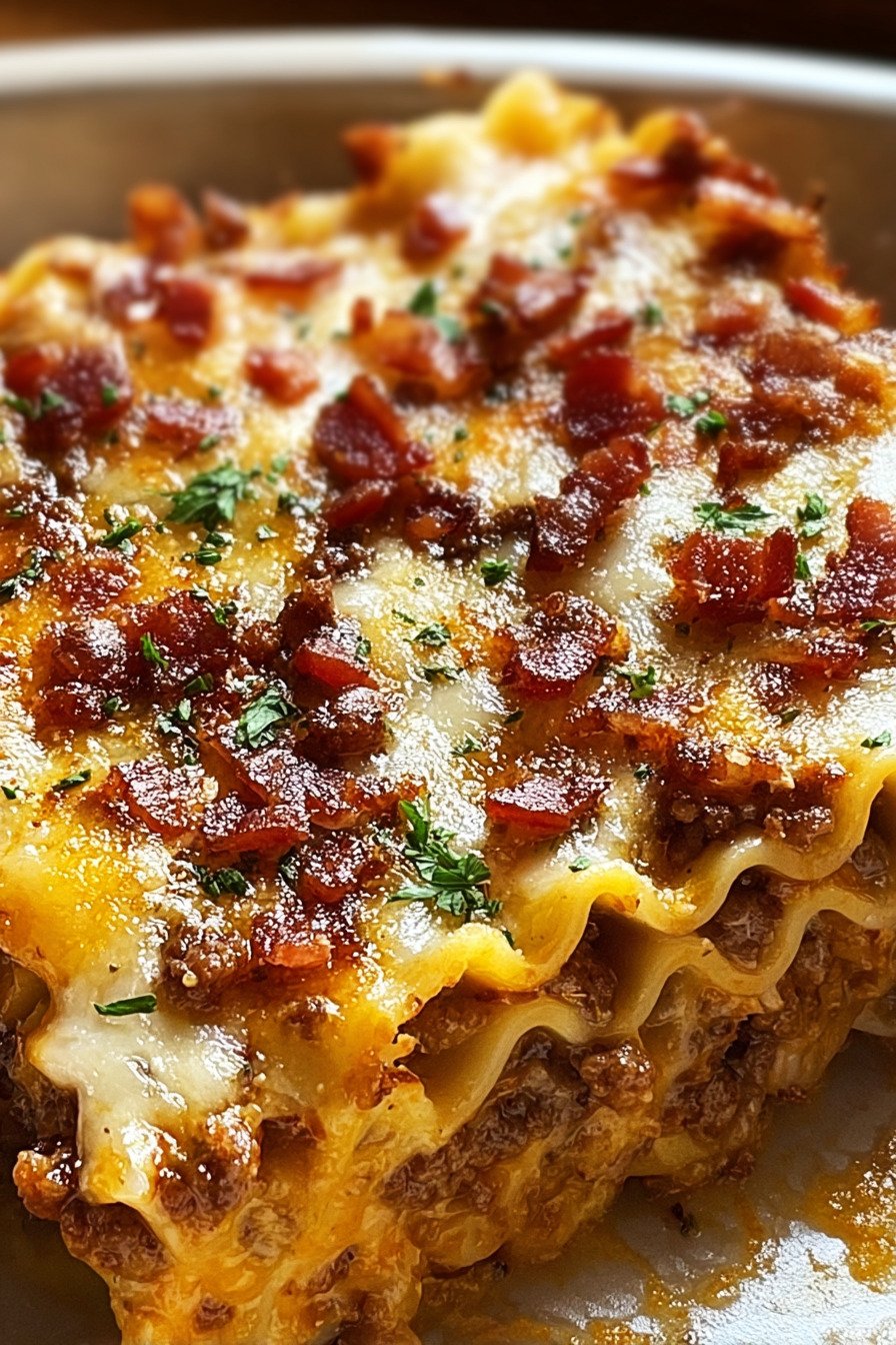 Parmesan Garlic Bacon Cheeseburger Lasagna final result