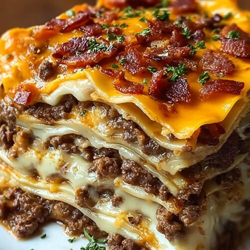 Parmesan Garlic Bacon Cheeseburger Lasagna extra recipe photo