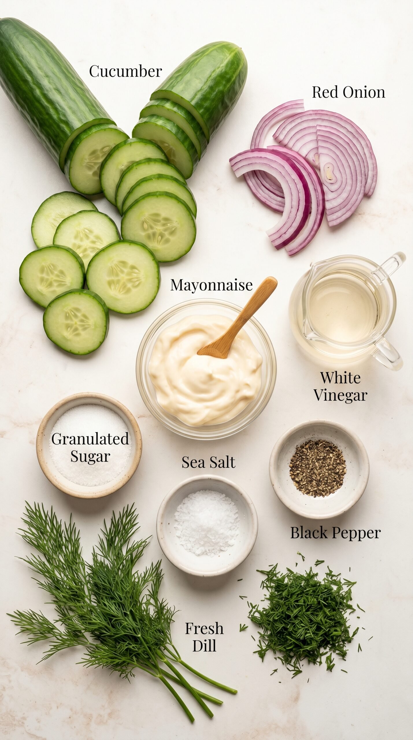 Creamy Old-Fashioned Cucumber Salad with Mayo recipe ingredients