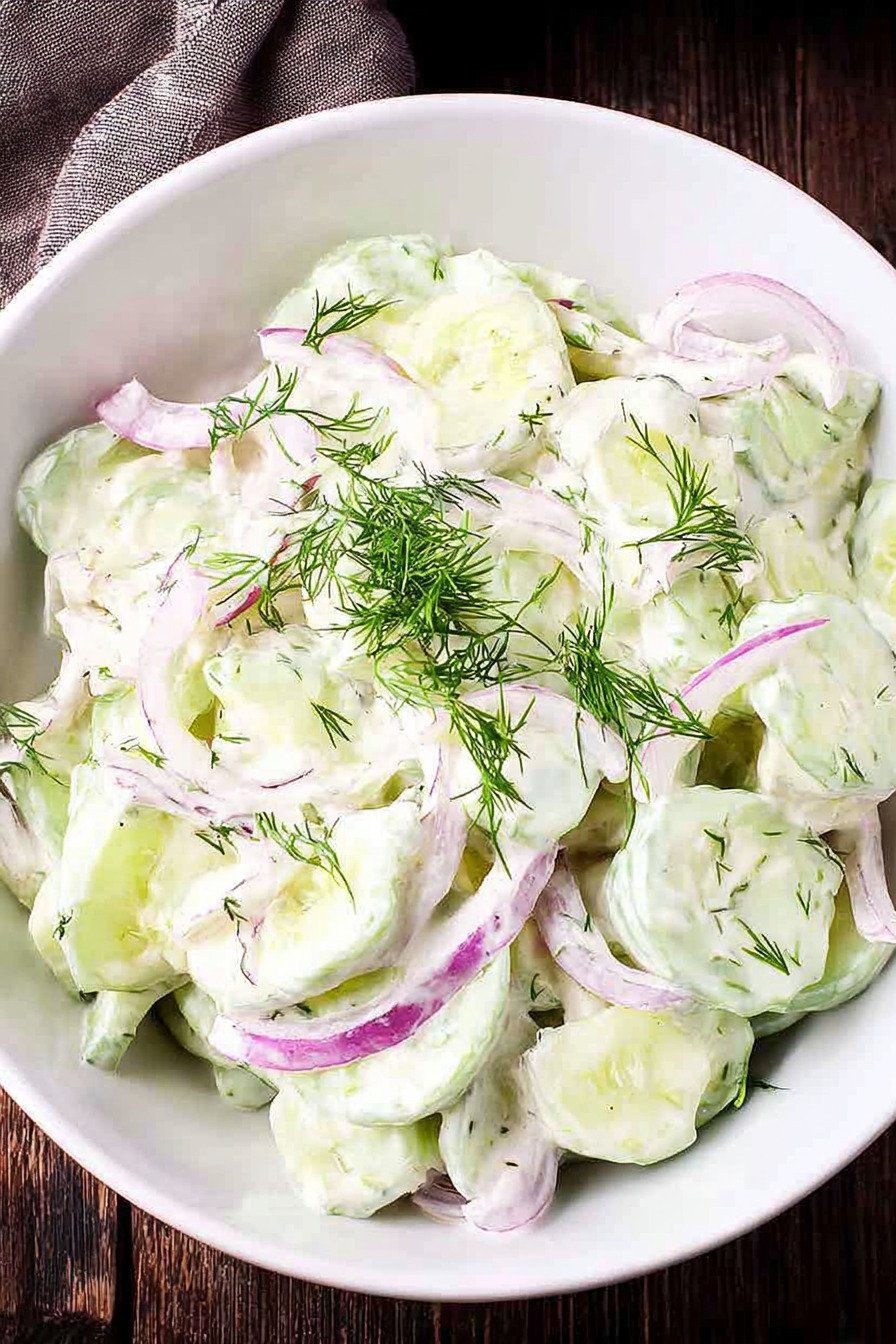 Creamy Old-Fashioned Cucumber Salad with Mayo extra recipe photo