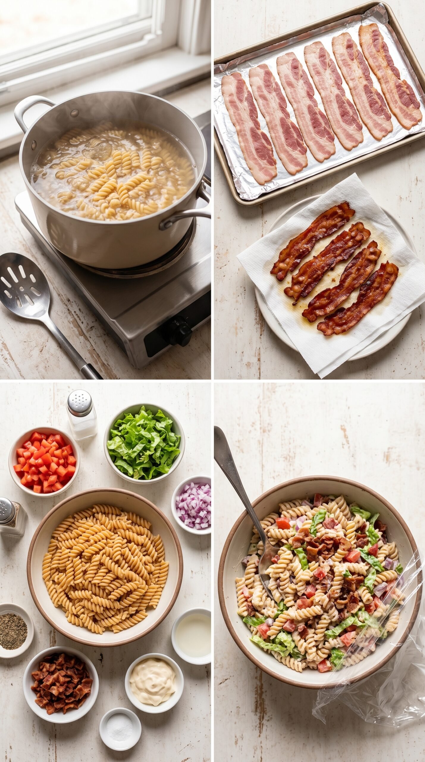 Beef Bacon BLT Pasta Salad recipe instructions