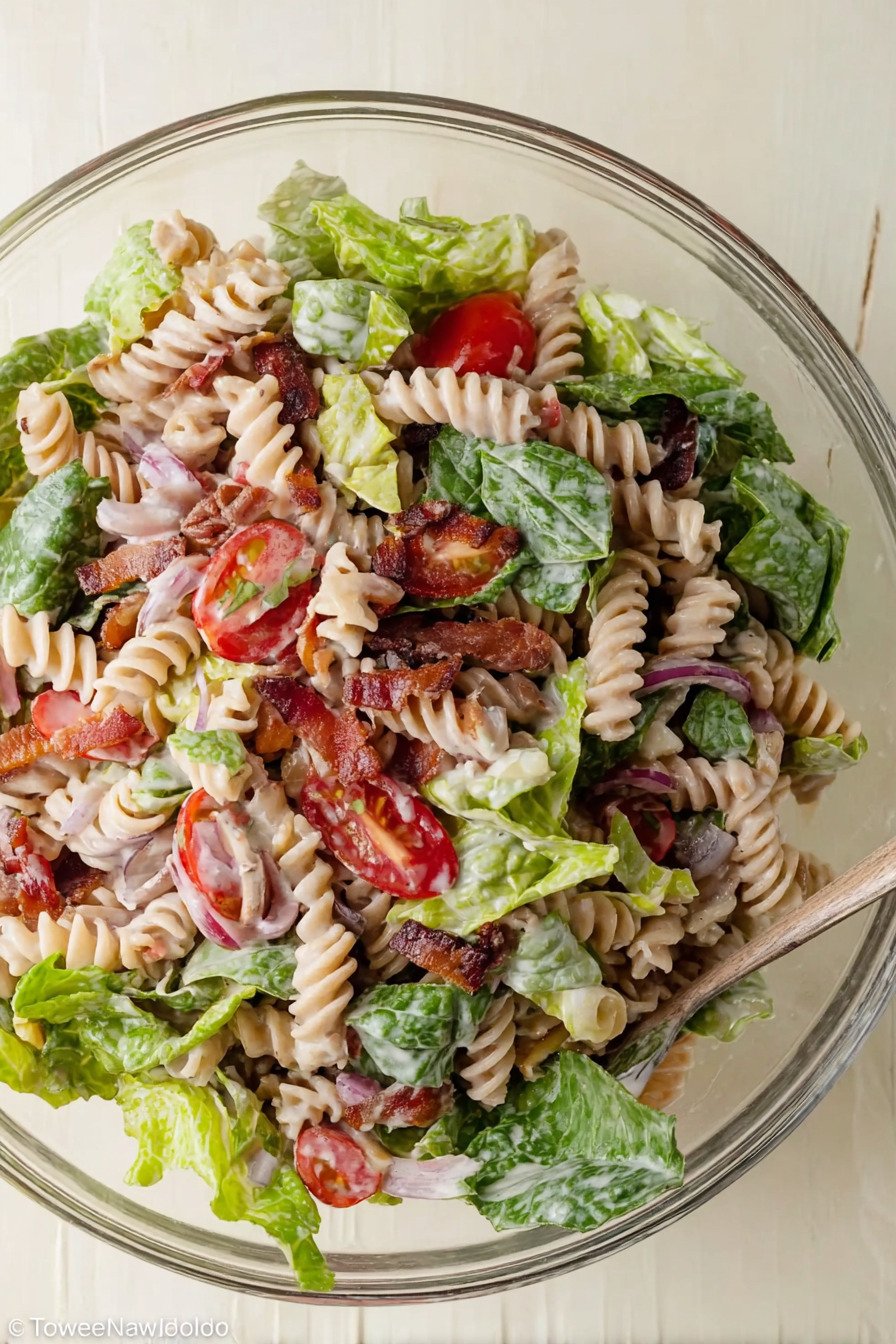 Beef Bacon BLT Pasta Salad final result