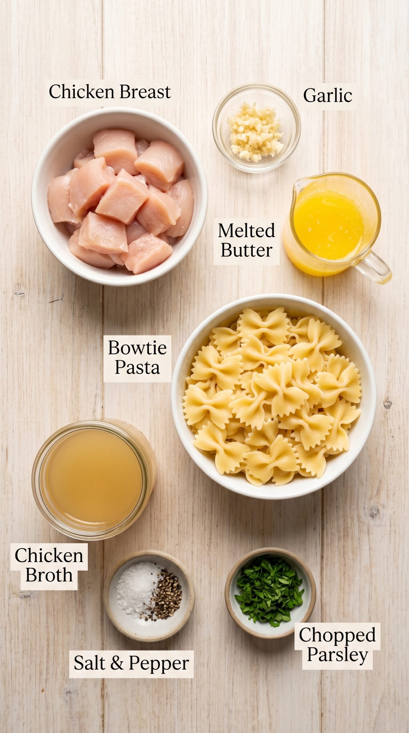 Garlic Butter Chicken with Bowtie Pasta recipe ingredients
