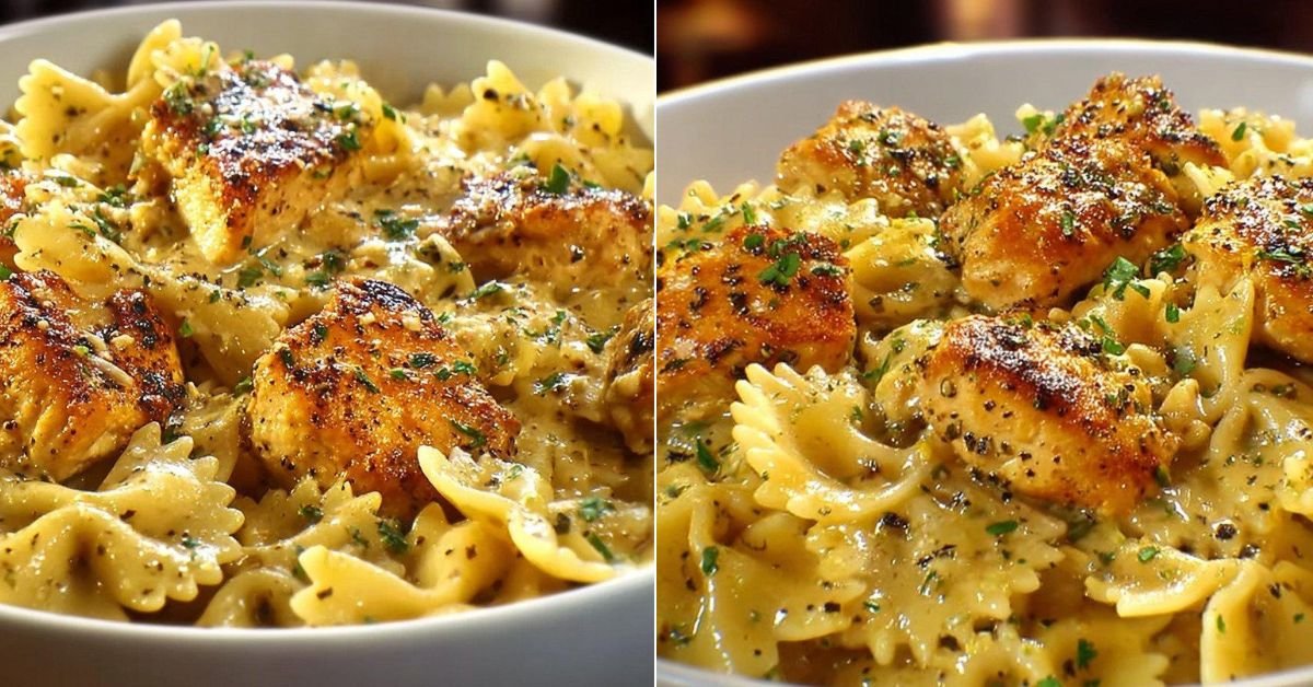 Garlic Butter Chicken with Bowtie Pasta recipe photo