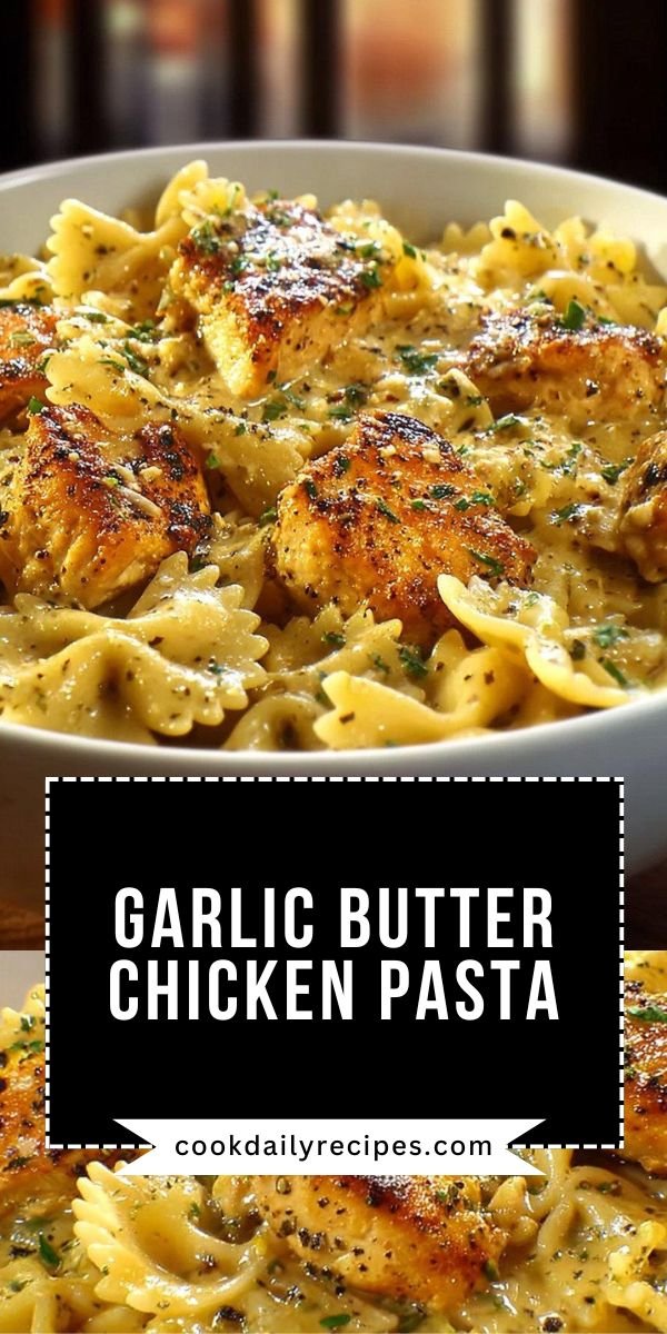 Garlic Butter Chicken with Bowtie Pasta save this recipe