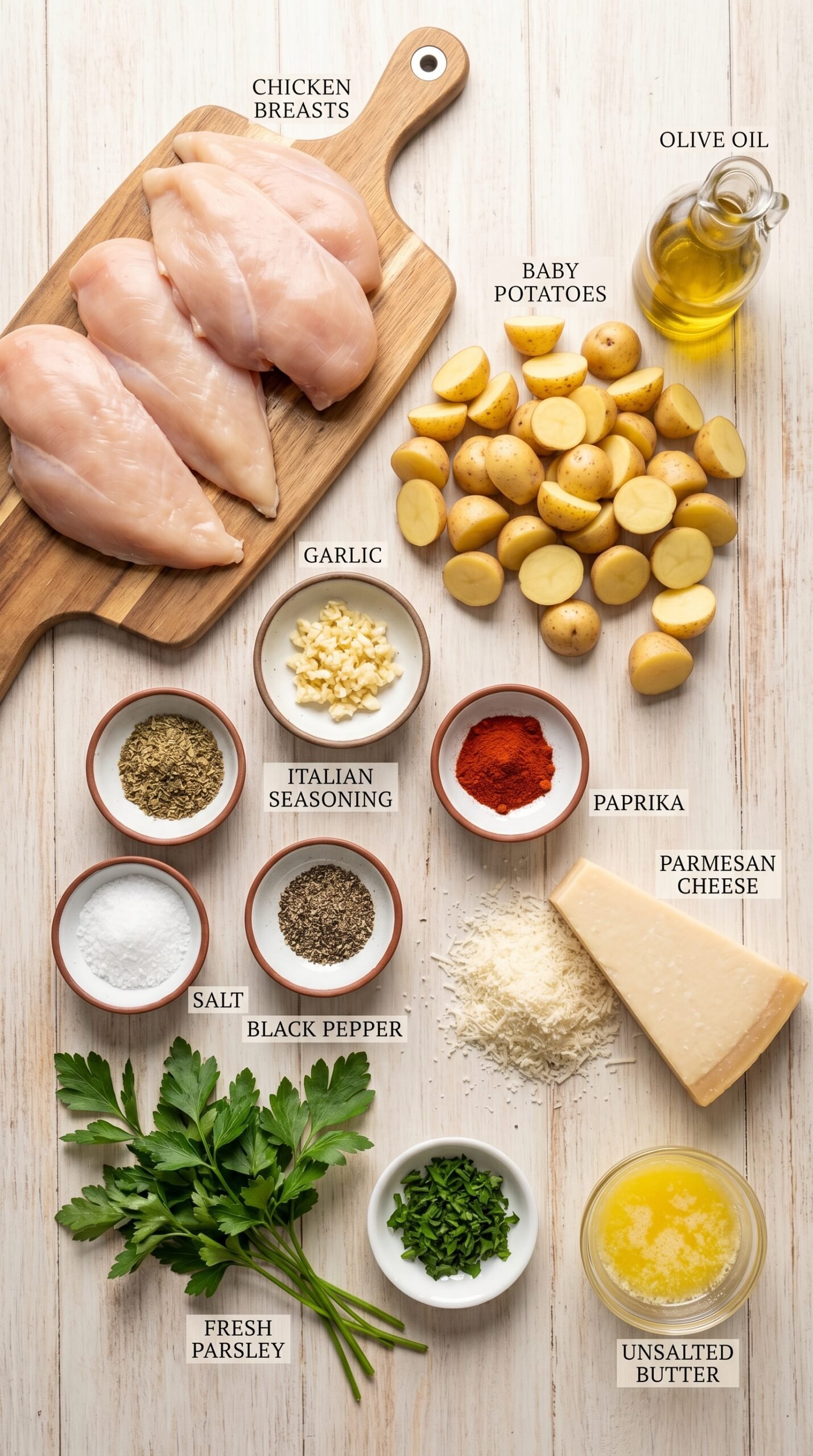 Garlic Parmesan Chicken and Potatoes recipe ingredients