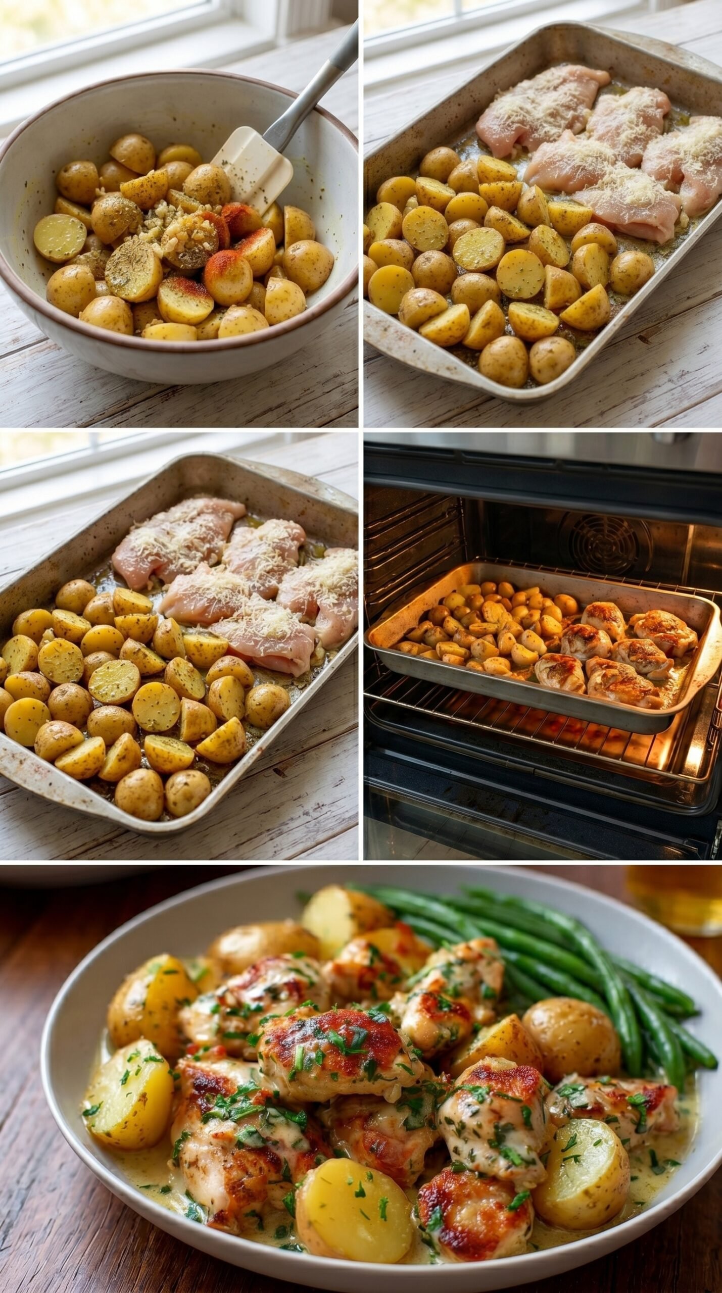 Garlic Parmesan Chicken and Potatoes recipe instructions