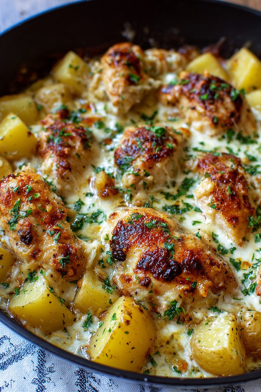 Garlic Parmesan Chicken and Potatoes final result