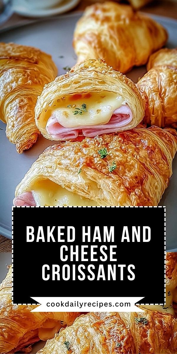 Baked Ham and Cheese Croissants Recipe for Warm Brunch Sandwiches save this recipe