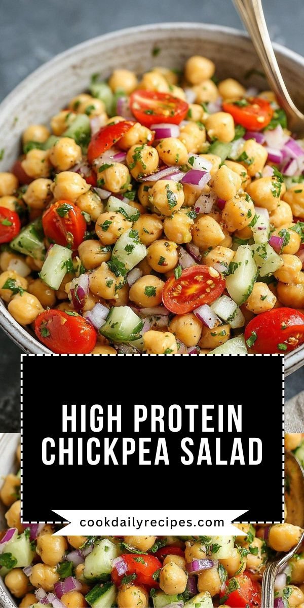 High Protein Chickpea Salad (Vegan + Gluten-Free) – Fresh, Protein-Packed, and Flavorful save this recipe