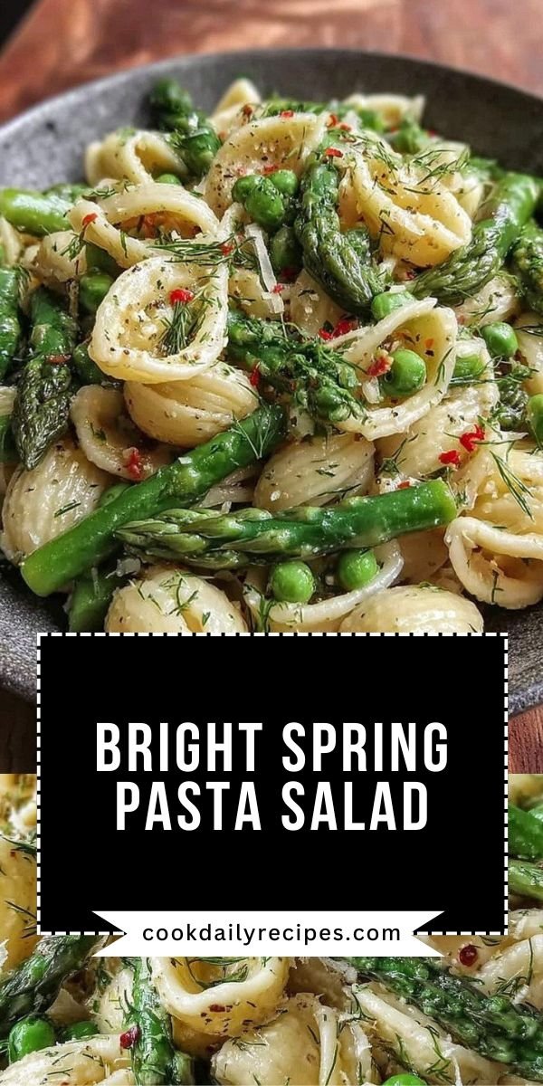 Fresh Spring Pasta Salad Recipe with Asparagus and Lemon Dill Vinaigrette save this recipe