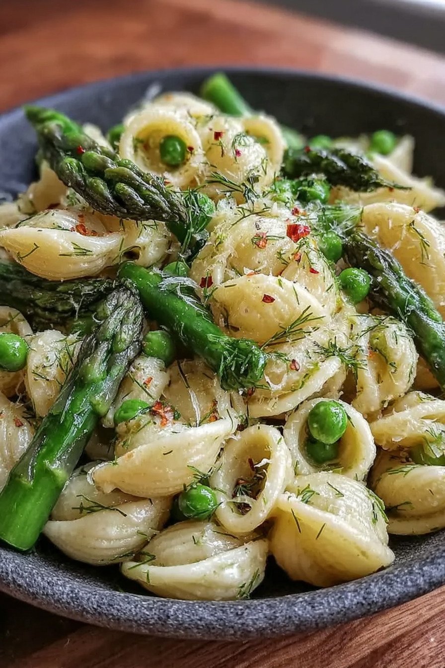 Fresh Spring Pasta Salad Recipe with Asparagus and Lemon Dill Vinaigrette extra recipe photo