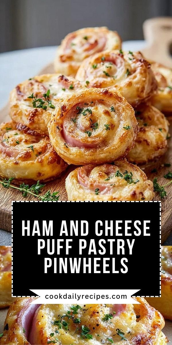 Ham and Cheese Pinwheels with Flaky Puff Pastry save this recipe