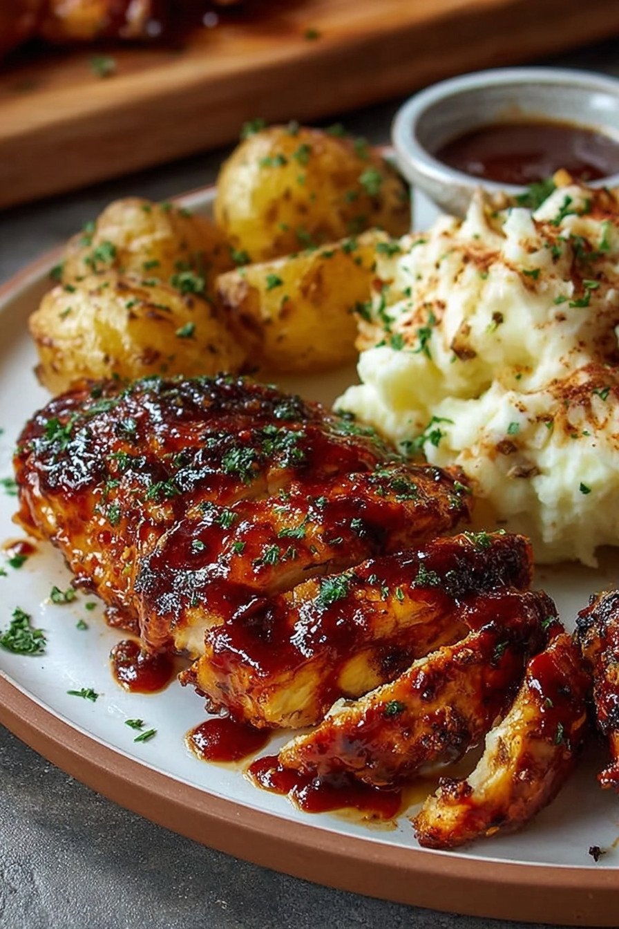 Honey BBQ Chicken with Creamy Garlic Parmesan Potatoes recipe tips