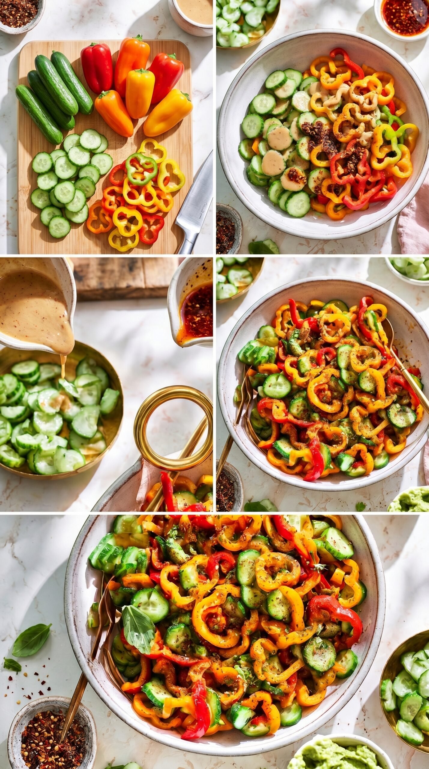 Viral TikTok Cucumber and Bell Pepper Salad Recipe recipe instructions