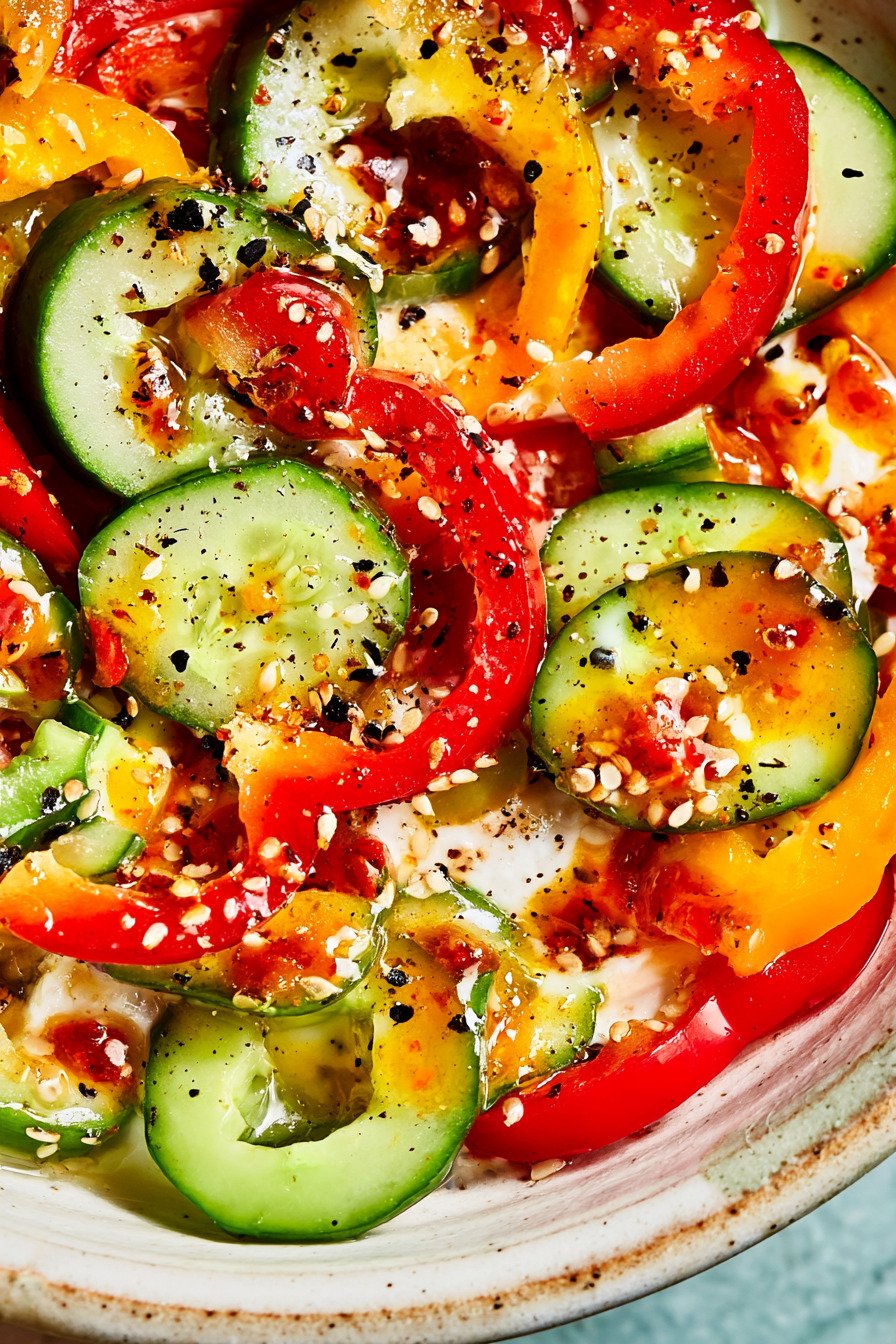 Viral TikTok Cucumber and Bell Pepper Salad Recipe recipe tips
