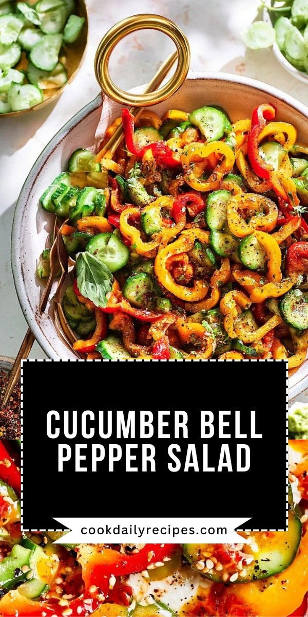 Viral TikTok Cucumber and Bell Pepper Salad Recipe save this recipe