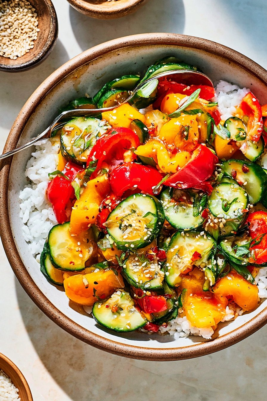 Viral TikTok Cucumber and Bell Pepper Salad Recipe final result