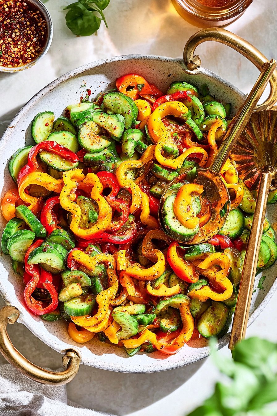 Viral TikTok Cucumber and Bell Pepper Salad Recipe extra recipe photo
