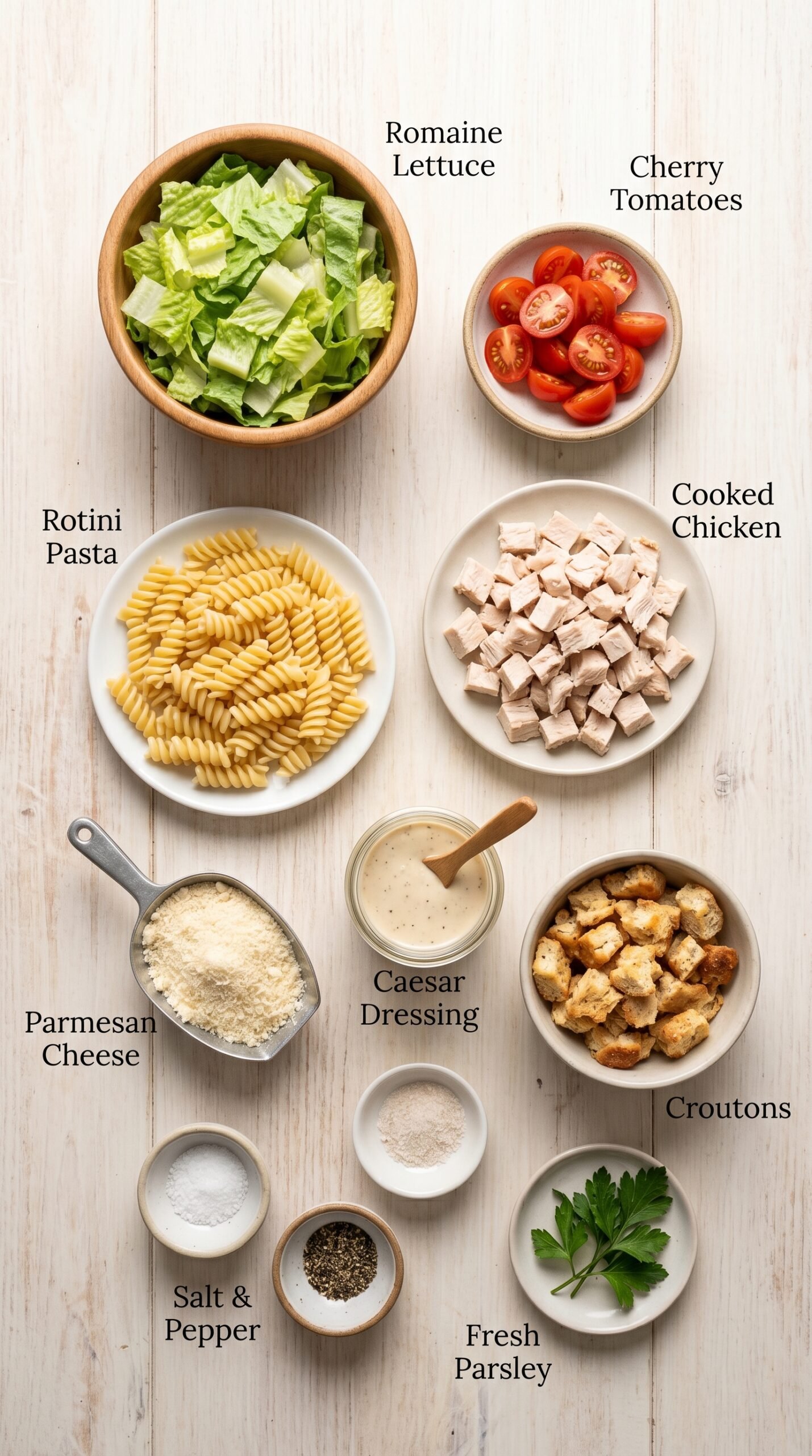 Easy Chicken Caesar Pasta Salad Recipe for a Fresh, Crunchy Meal recipe ingredients