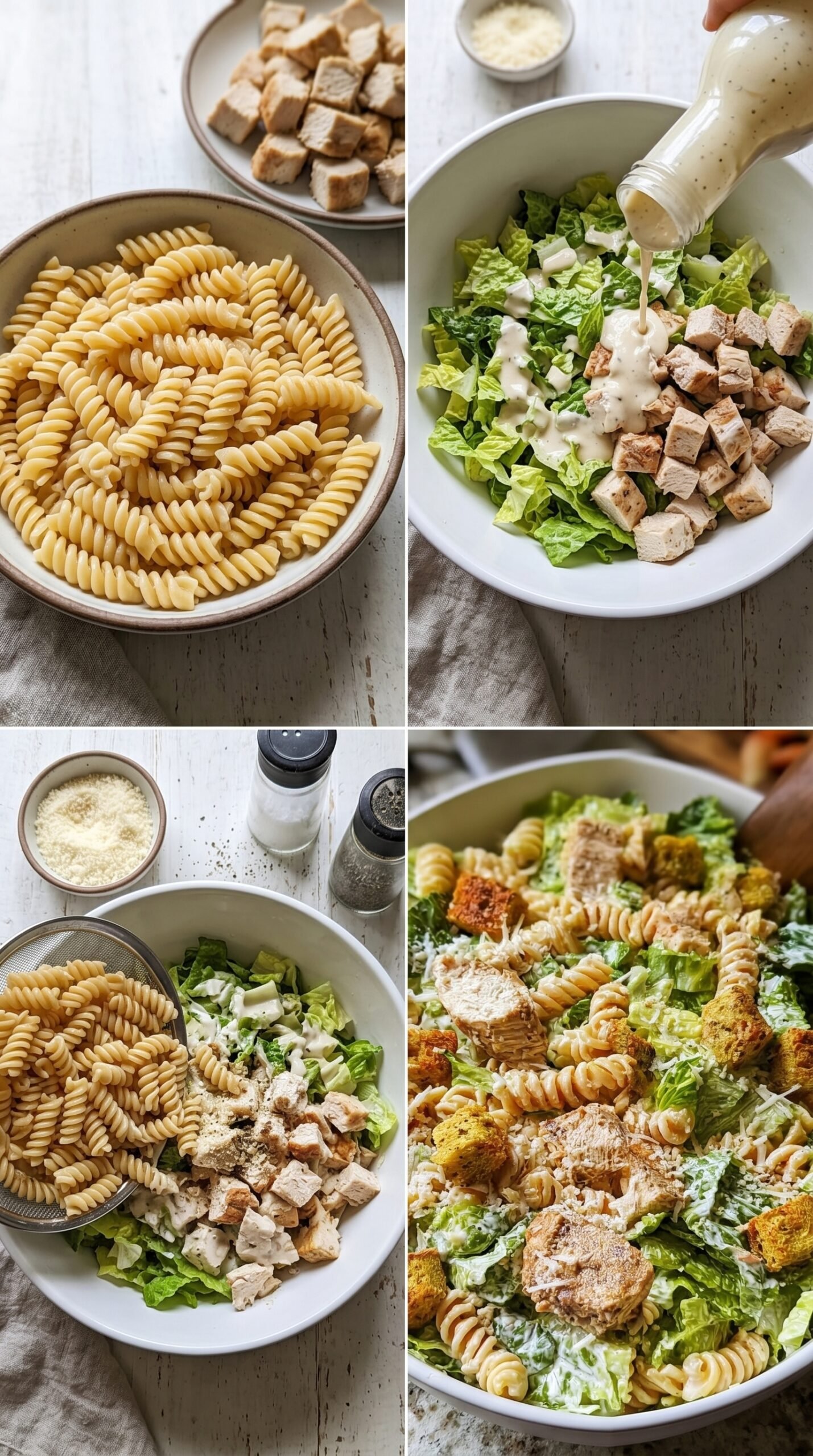 Easy Chicken Caesar Pasta Salad Recipe for a Fresh, Crunchy Meal recipe instructions
