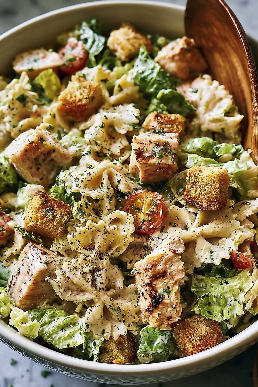 Easy Chicken Caesar Pasta Salad Recipe for a Fresh, Crunchy Meal extra recipe photo