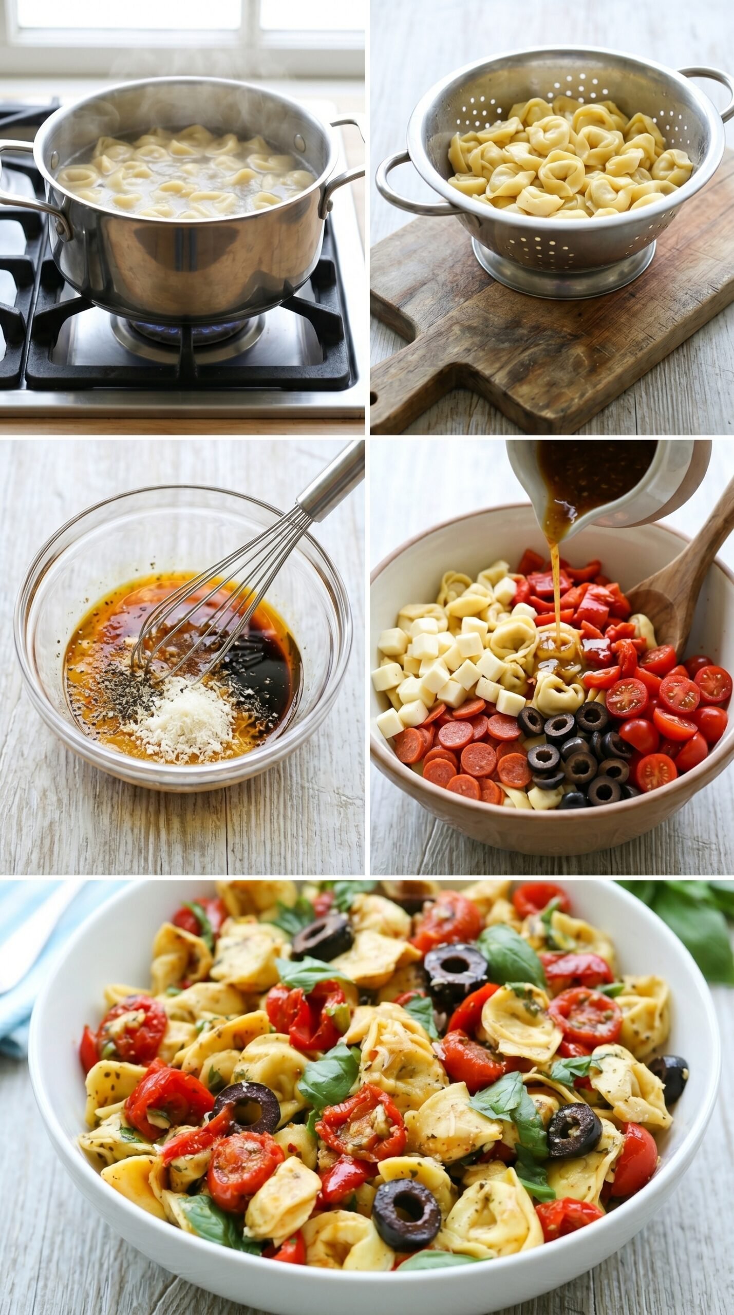 Yummy Roasted Red Pepper and Parmesan Tortellini Salad recipe instructions