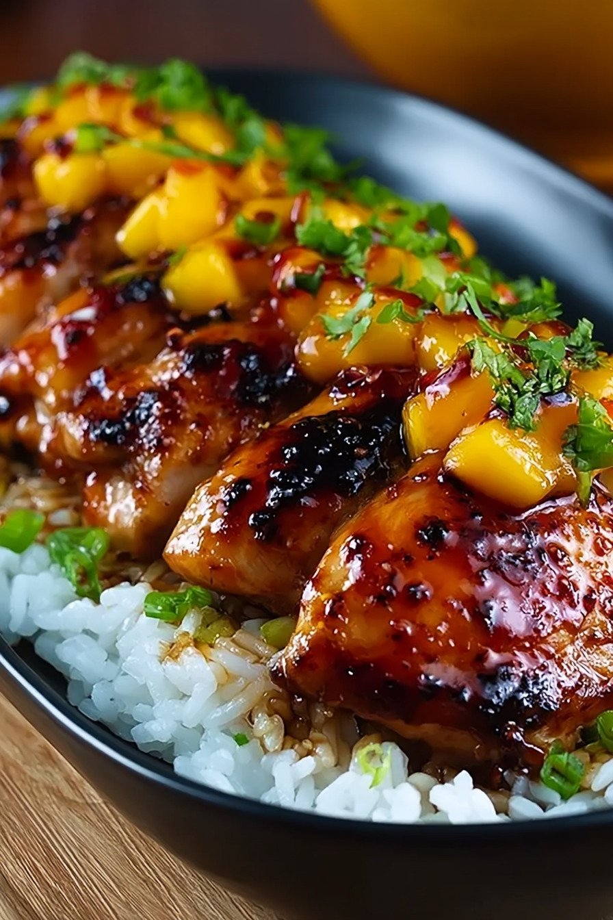 Sweet & Savory Asian Mango Glazed Chicken final result