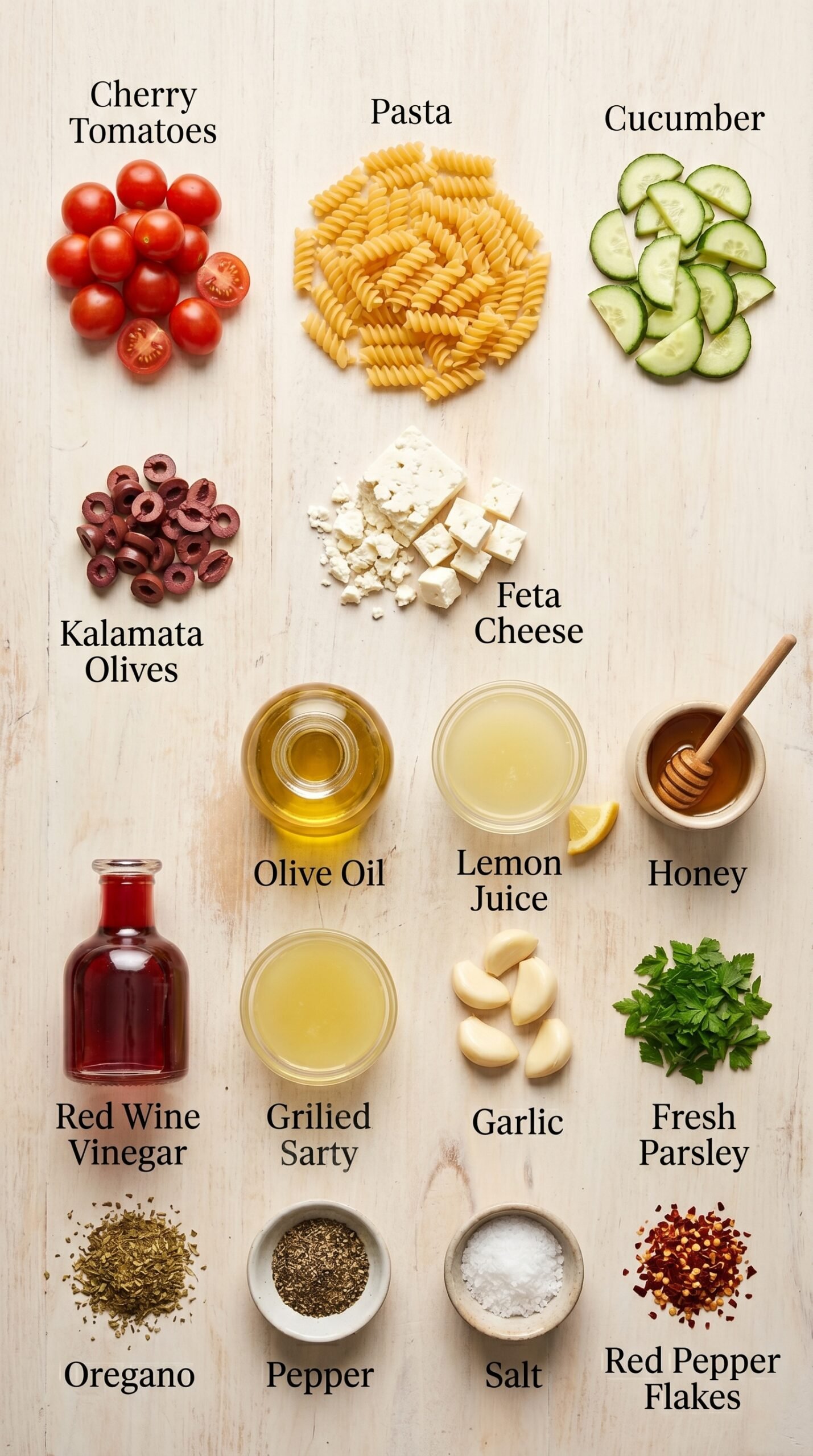 Irresistible Mediterranean Pasta Salad recipe ingredients