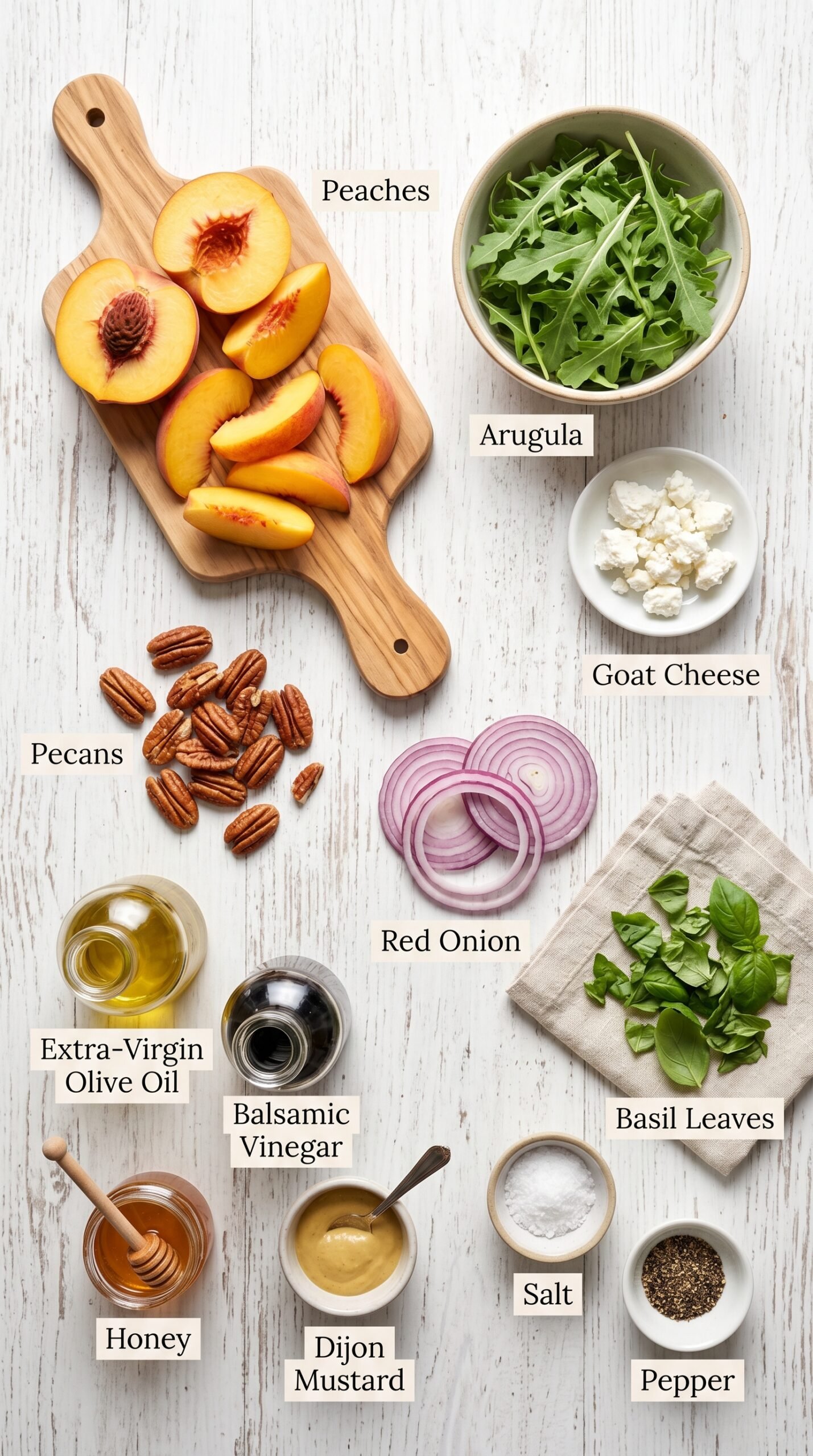 Easy Peach Arugula Salad recipe ingredients