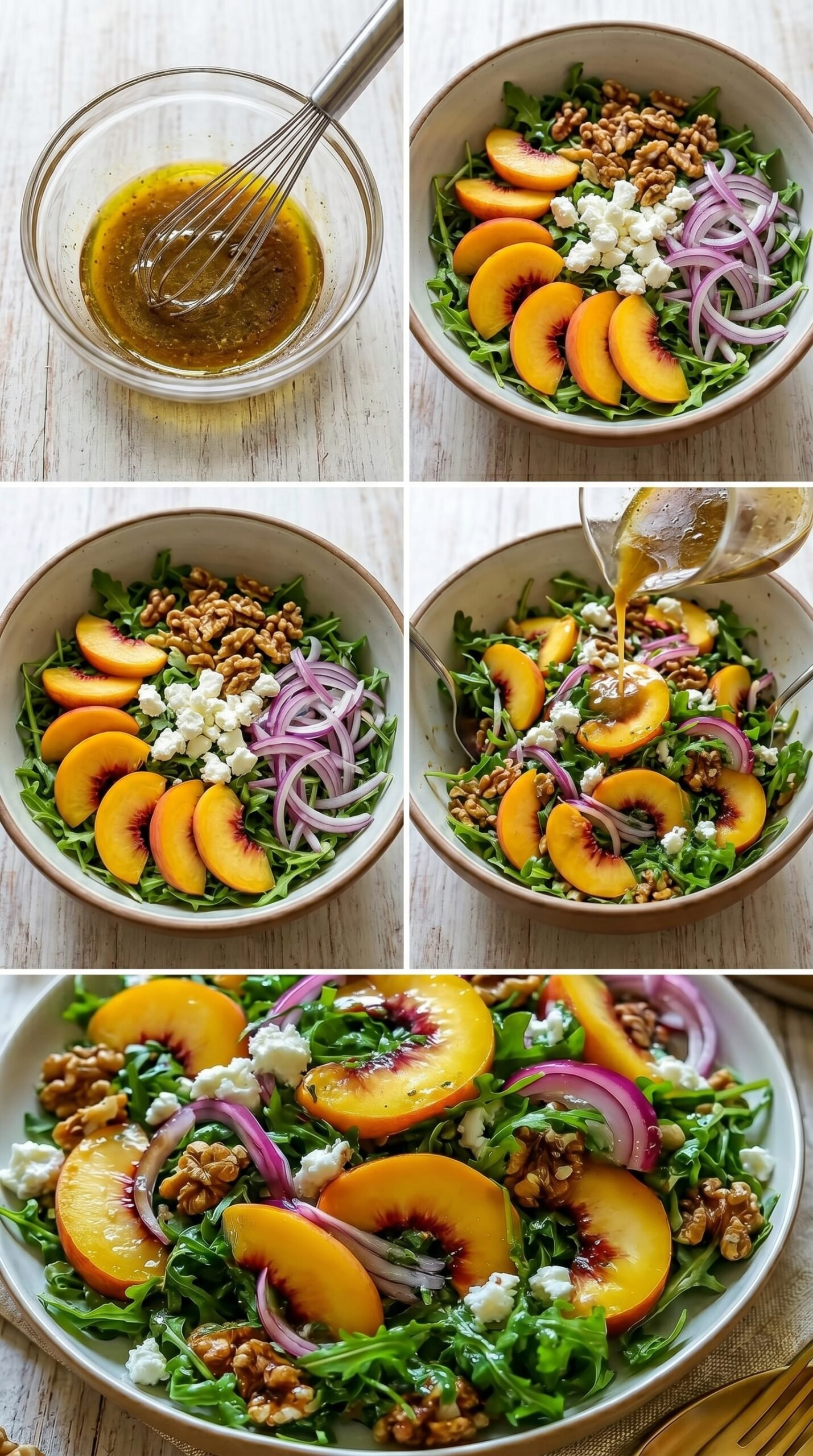 Easy Peach Arugula Salad recipe instructions