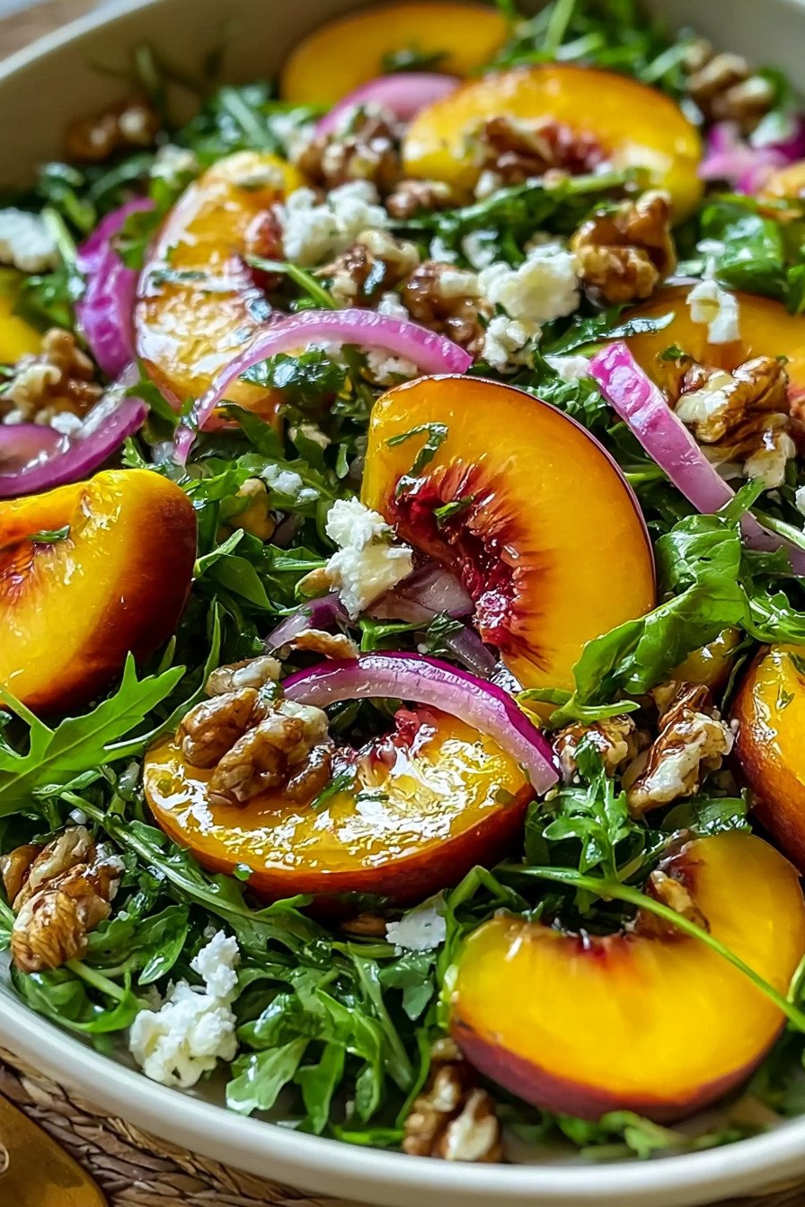 Easy Peach Arugula Salad final result