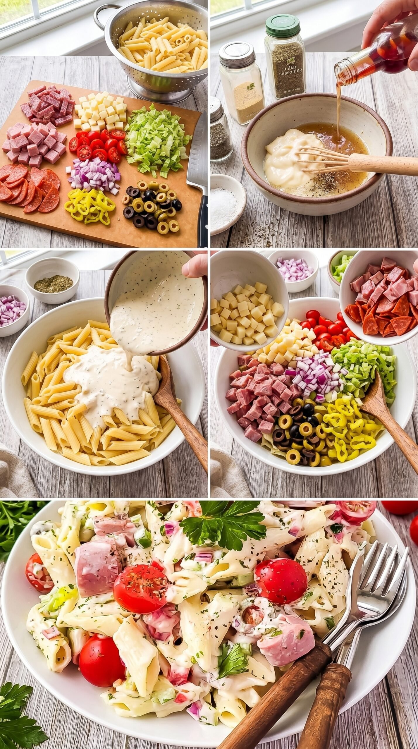 Italian Hoagie Pasta Salad – Bite-Sized Bash recipe instructions