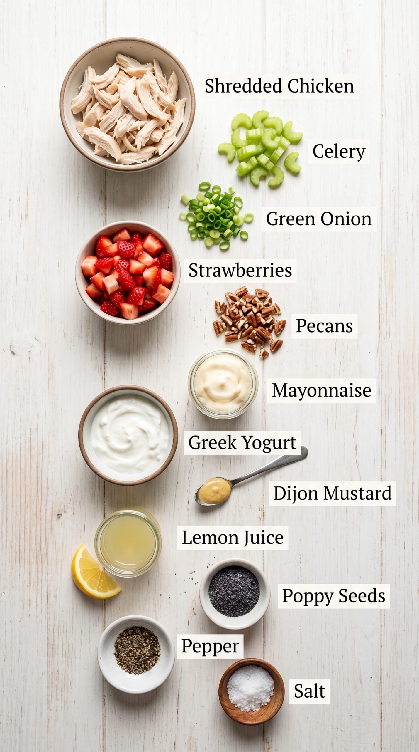 Strawberry Poppy Seed Pecan Chicken Salad recipe ingredients