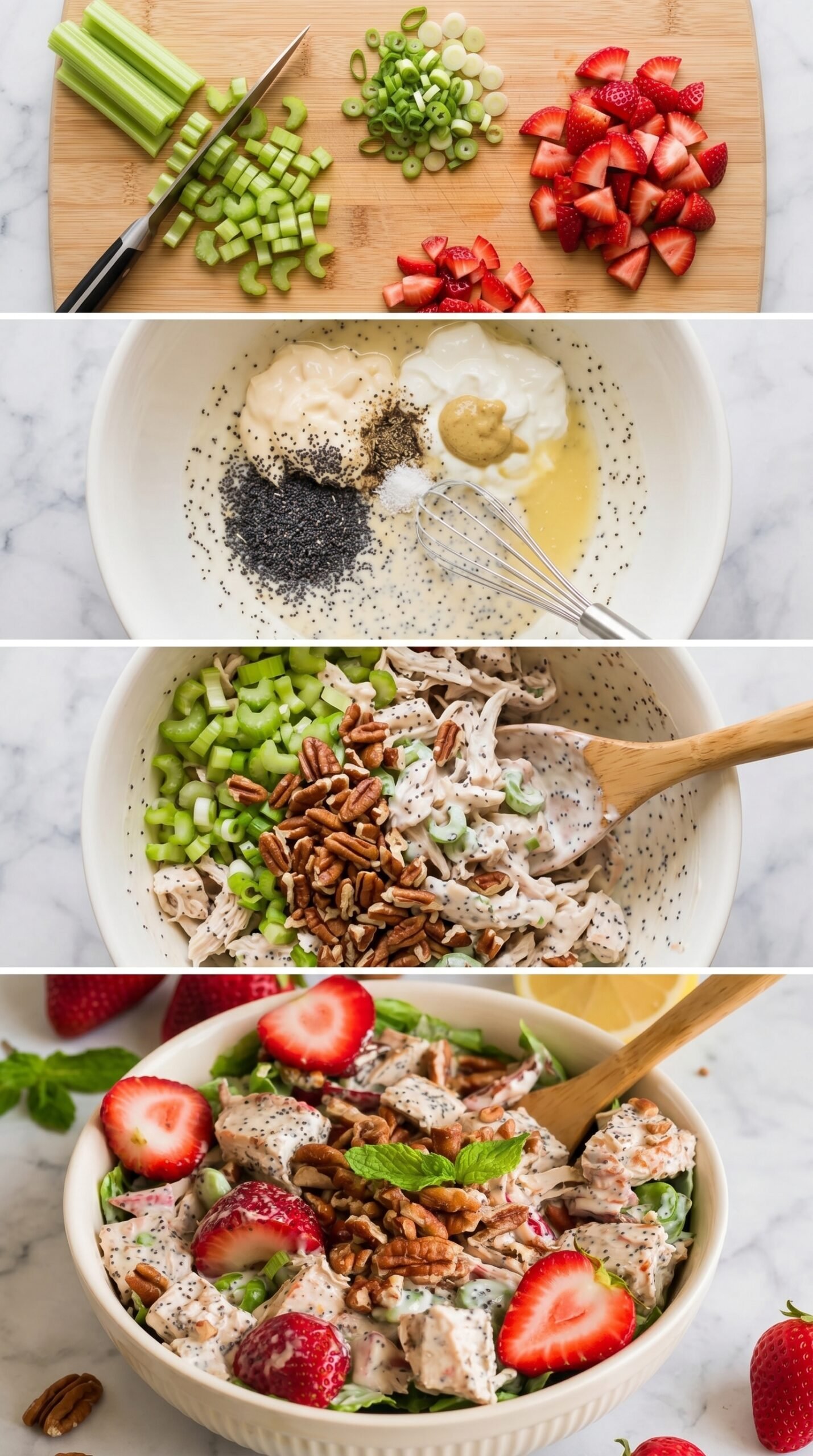 Strawberry Poppy Seed Pecan Chicken Salad recipe instructions
