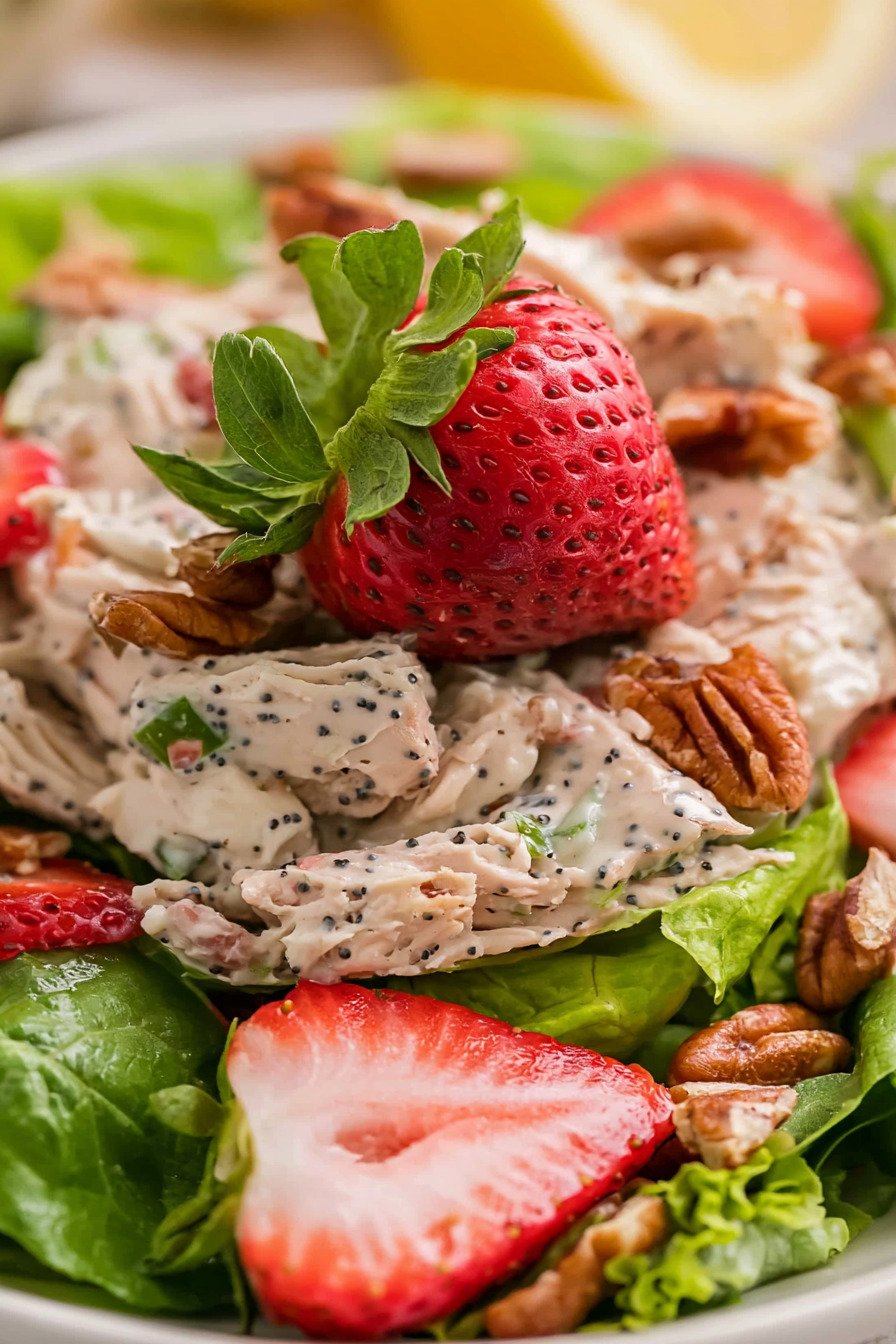 Strawberry Poppy Seed Pecan Chicken Salad final result