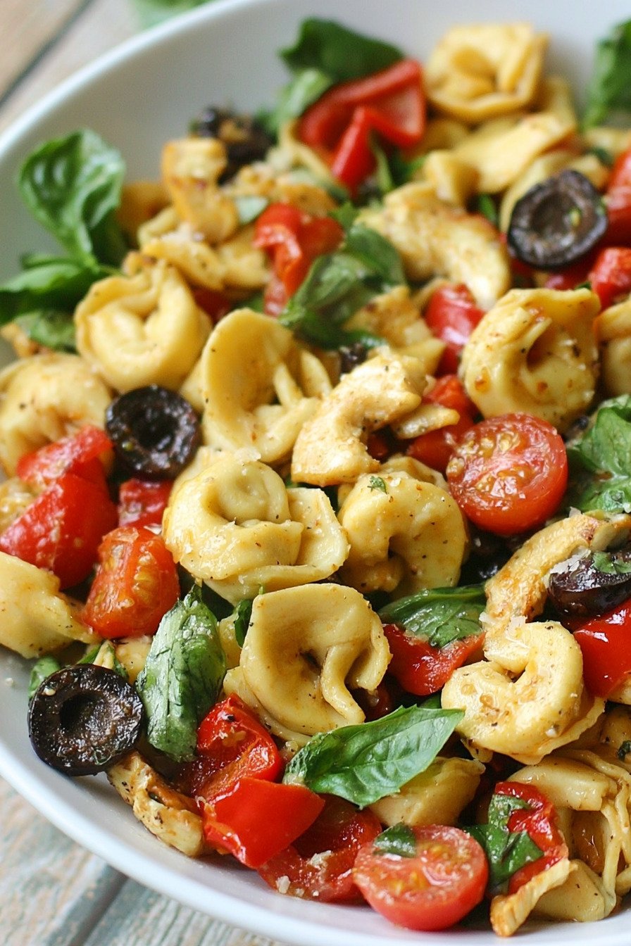 Yummy Roasted Red Pepper and Parmesan Tortellini Salad final result