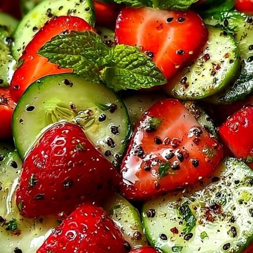 Cucumber Strawberry Salad with Mint, Feta, and Balsamic Dressing extra recipe photo